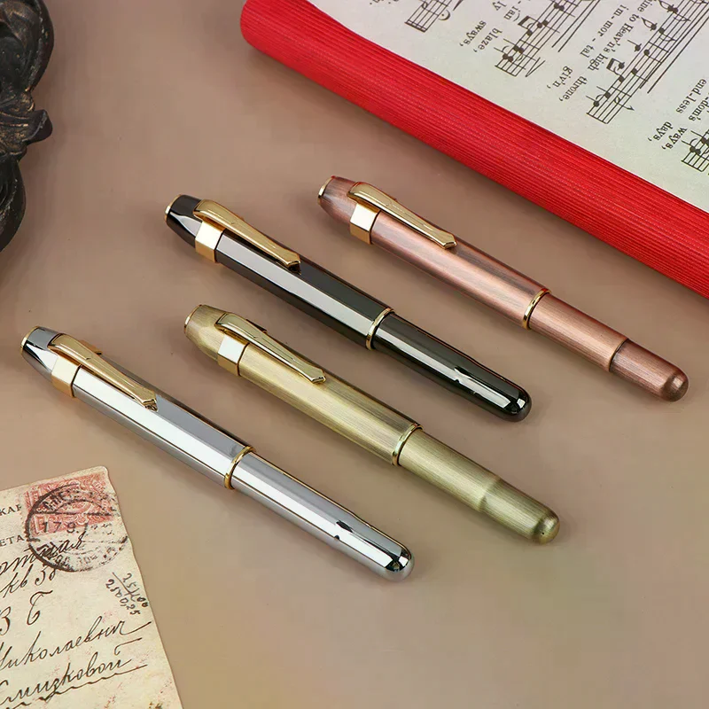 3062 독특한 골동품 황동 포켓 롤러 볼펜 짧은 휴대용 볼펜 선물 사무실 학교 문구 쓰기 유창하게 쓰기