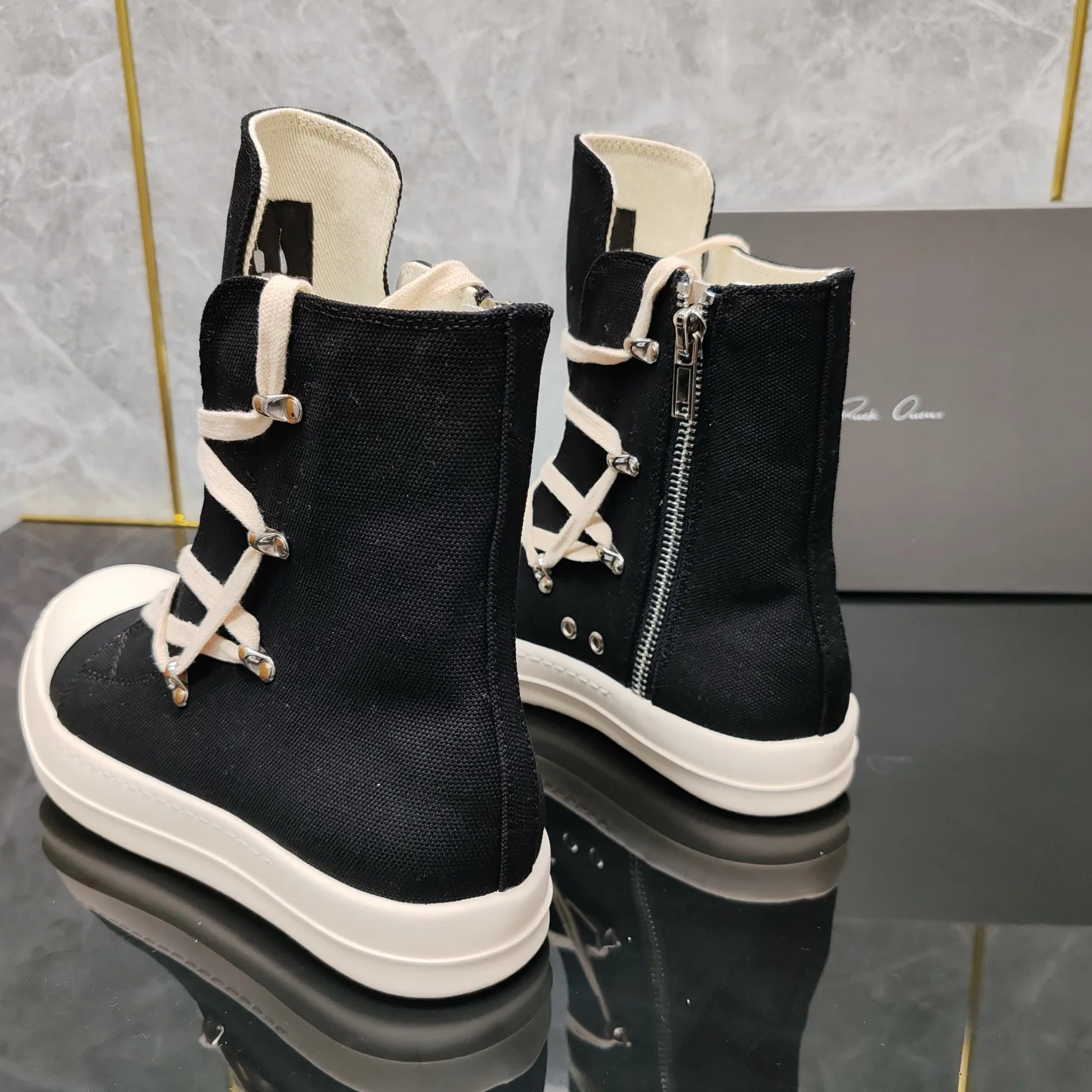 Rick shoes classic pentagram high-top shoes Chaonan high street owens zipper couple models