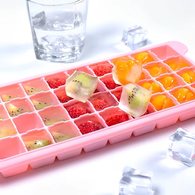 Ice Cube Tray With Lid and Bin - Large Ice Tray For Freezer ,with Ice  Container, Scoop and Cover, Ice Cube Molds 