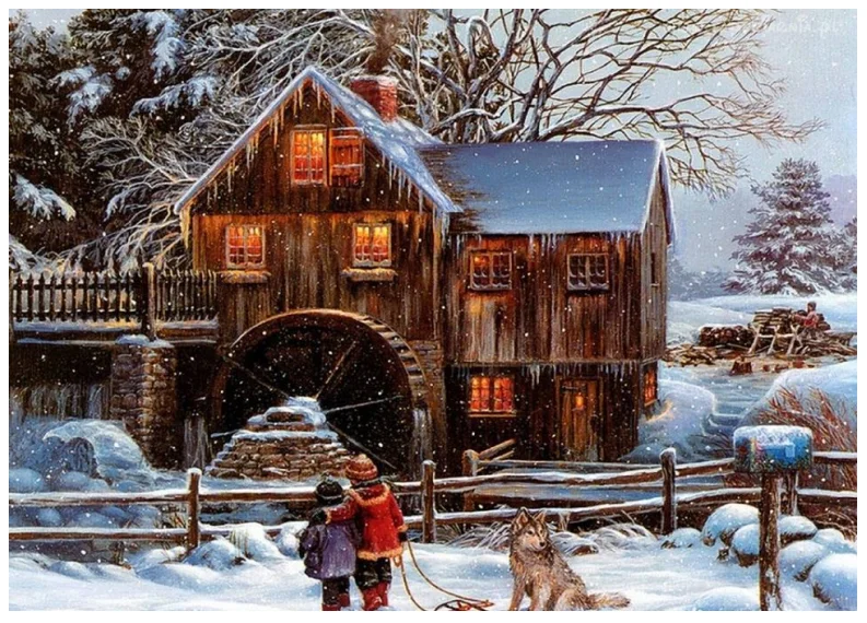 

waterwheel logcabin sewing kit Owl 18CT 16CT 14CT Unprinted Cross Stitch Kits Embroidery Art DIY Handmade Needlework Home Decor