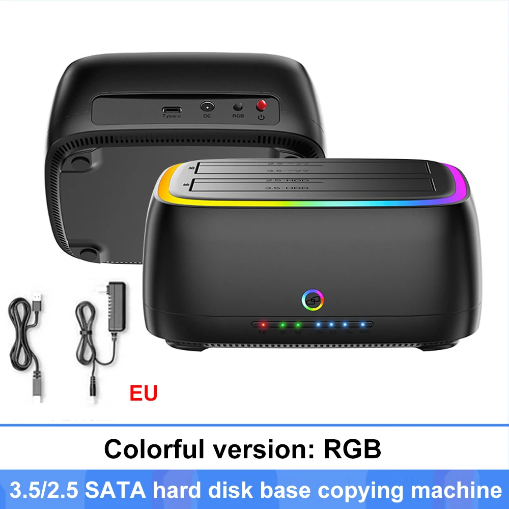 תחנת כונן קשיח דואל-ביי 7 ב-1 USB3.0 5Gbps תחנת עגינה SATA לדיסקים קשיחים בגודל 2.5/3.5 אינץ' / כרטיסי TF / SD