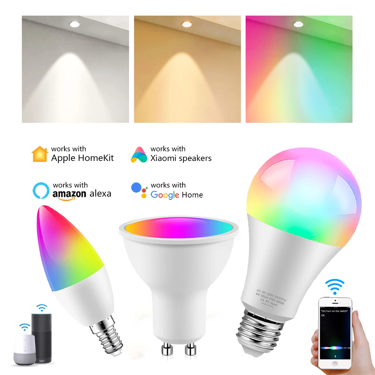 Smart Light Bulb RGBCW E27 E14 GU10 Wifi Led Bulb Smart Home Siri Voice Control Work with Apple Homekit Cozylife Alexa Google