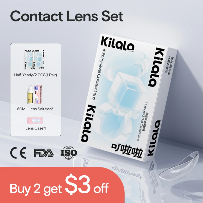 

KILALA Contact Lenses, 2Pcs Diopters Half-Yearly Lens for Vision Diopter Correction With Degree -1 to-10 Suitable for Dry Eyes