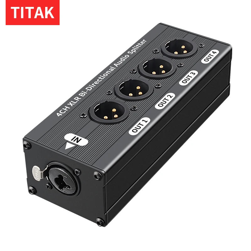 TITAK 1X4 XLR Balanced Audio Splitter 3 Pin 1 Input 4 Output Audio ...