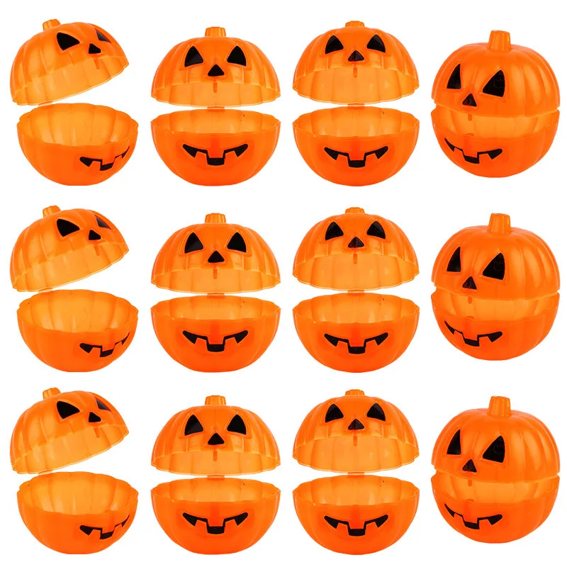 30Pcs/set Halloween Plastic Pumpkin Box with Stretchy Skeleton Toys Halloween Party Kids Favors Trick or Treat Goodie Bag Filler