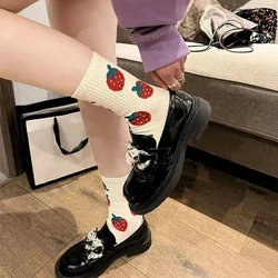 Kawaii Strawberry Harajuku Women's Novelty Cotton Socks - Cute & Funny Christmas Gift (Strawberry)