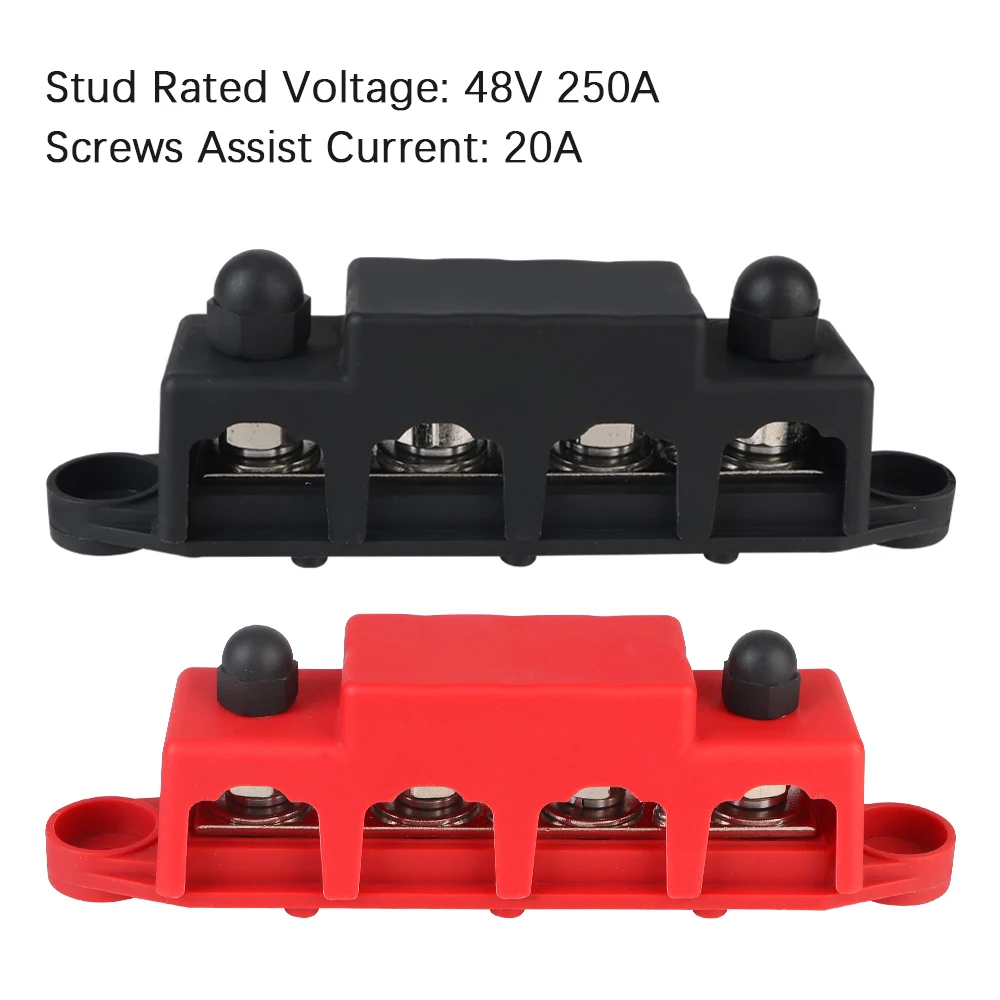 Power Distribution Block Bus Bar 48V 250A DC Power Distribution Block For Boat Truck RV Caravan Car M8 M10 Stud 5/16