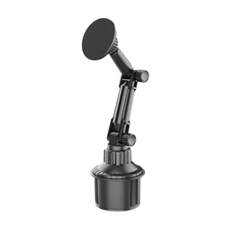 Magnetic Cup Holder Phone Mount - Flexible Gooseneck with Powerful Grip (Black)