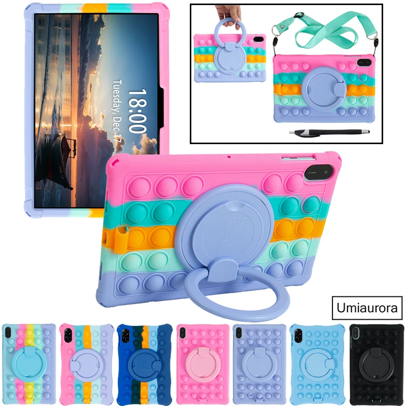 Silicon Bubble Tablet Case with Hand Ring Stand - Enhanced Protection and Comfort