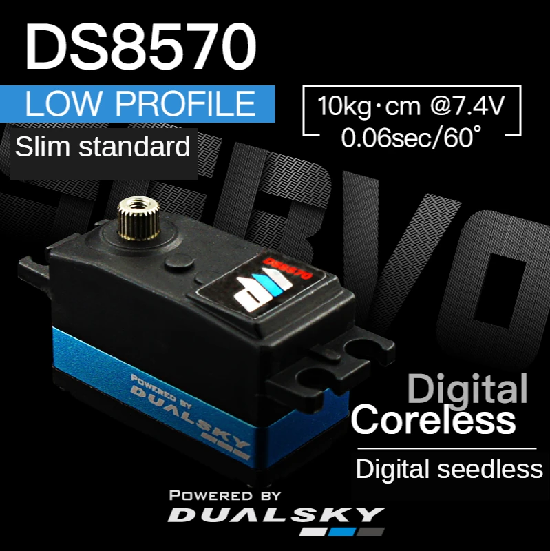 

Model high performance light-weight standard digital servo DS8570 seedless 45 g, 10 kg.cm@7.4v