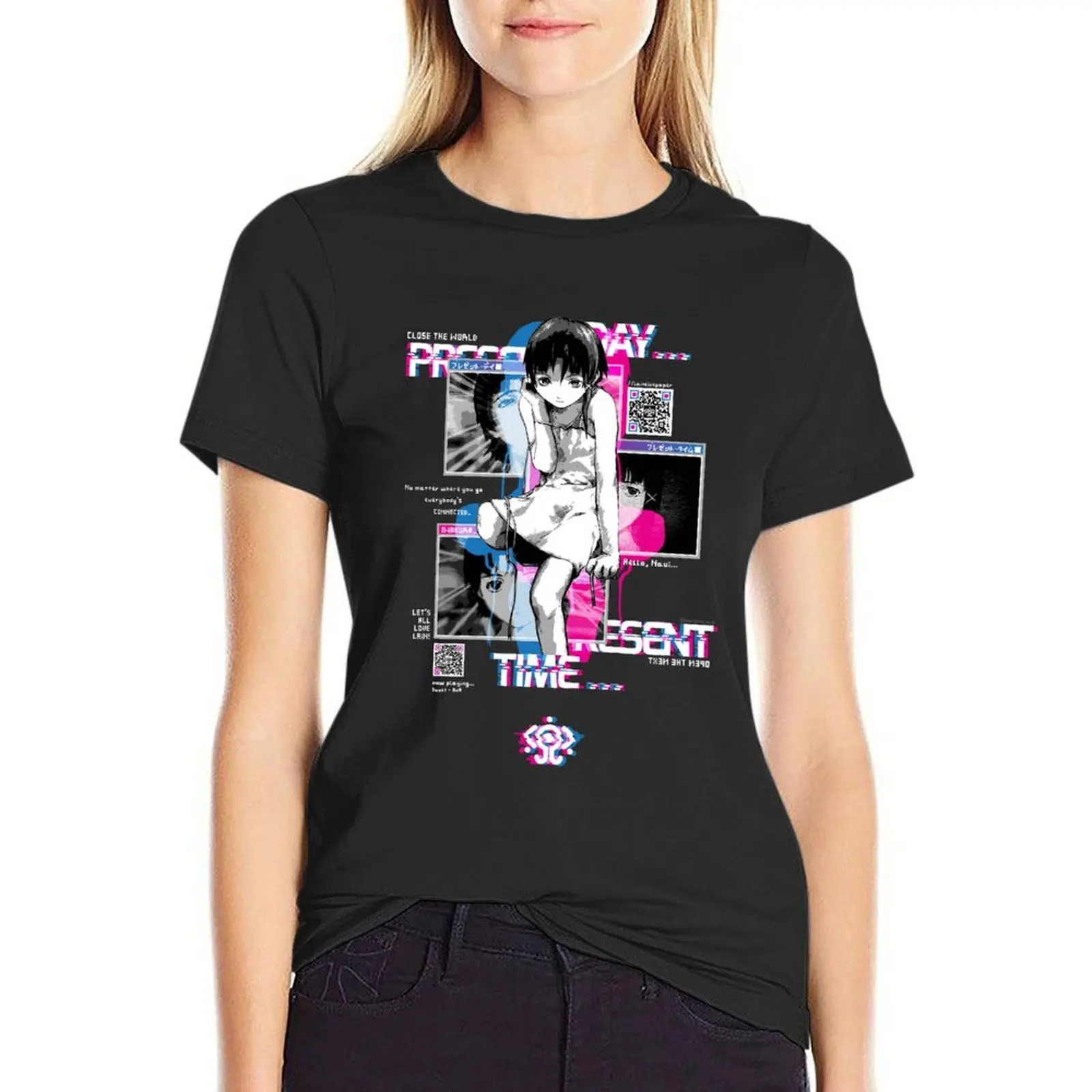 

[QR] Lain Windows T-Shirt oversized t shirts for Women t-shirt dress for Women graphic cute t-shirts for Women Top