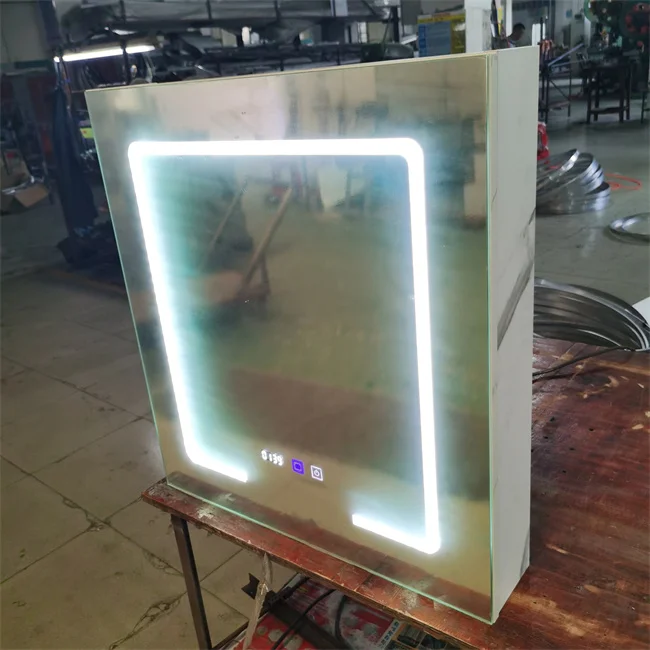 Smart LED Light Toilet Mirror Cabinet Bathroom Mirror Cabinet Single Door With IP44 Waterproof Anti-fog Function