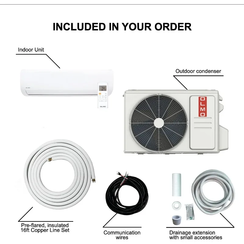 OLMO Alpic 24000 BTU Ductless Mini Split Air Conditioner Heating and Cooling Full Set with 16ft Installation Kit 4
