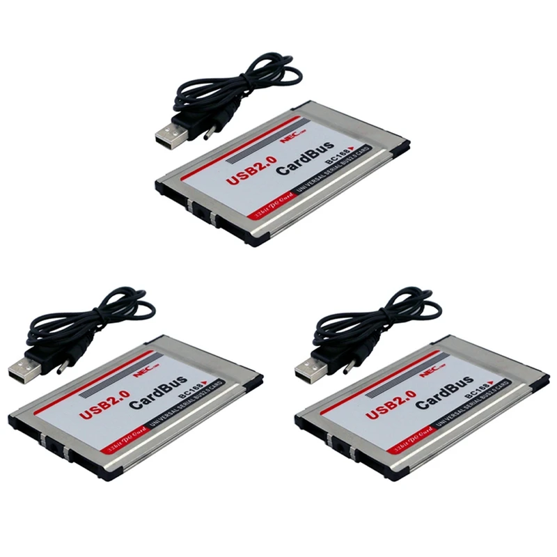 3XPCMCIAToUSB20CardbusDual2Port480MCardAdapterForLaptop