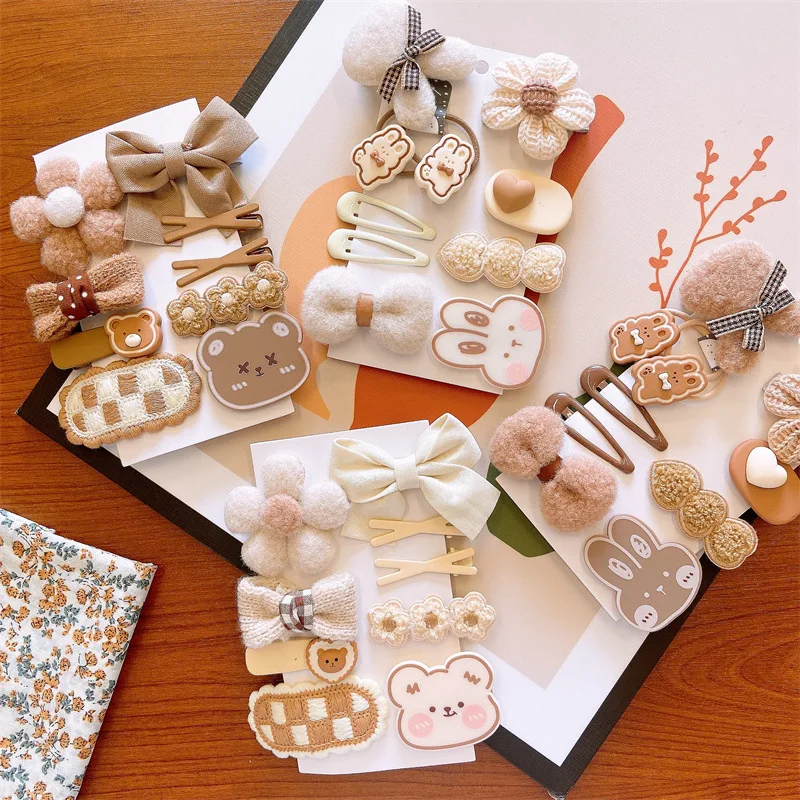 

9Pcs/Set Princess Baby Fabric Hairpin Kids Korean Cartoon Rabbit Floral Hair Clips Kids Accessories Hairpin Photography Props