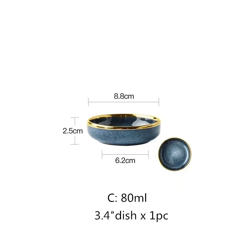 Light Luxury Ceramic Plate Set Dishes Dinner Plates Steak Dessert Plate Blue Gradient Salad Soup Bowl Plates Tableware 1pcs