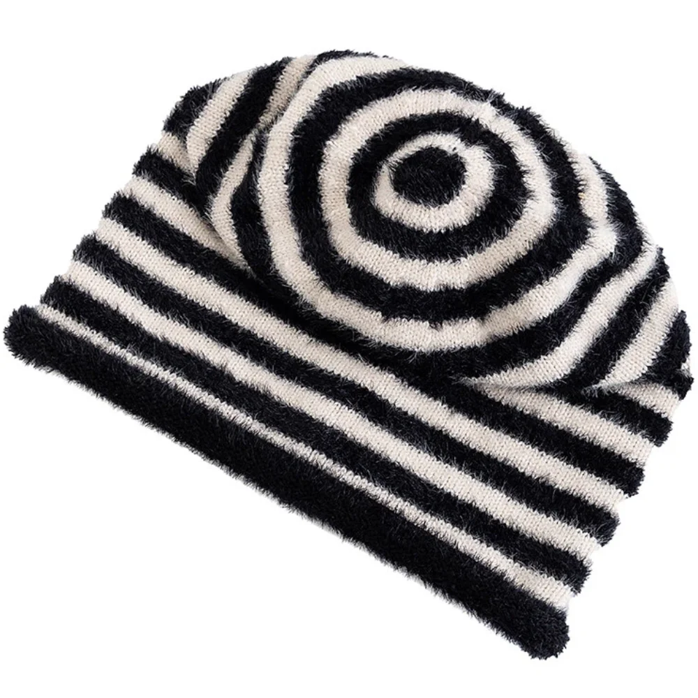 Heißer Verkauf Mode Frau Slouchy Beanie Casual Streifen Design Y2K Winter Hüte Für Frauen – Detail 12