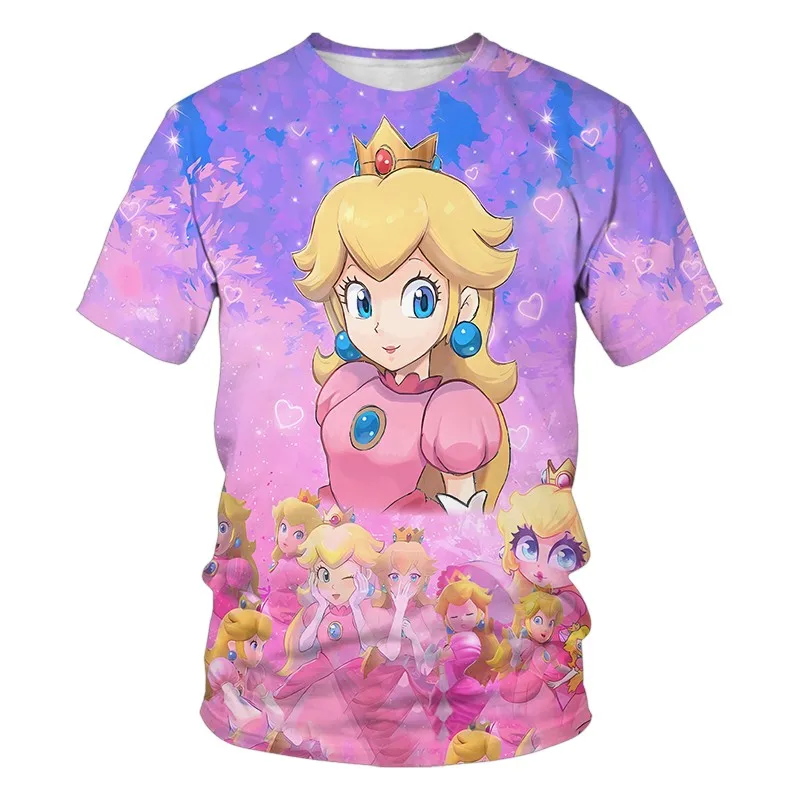 

Kids Clothes Cartoon Tops Marios-bros Princess Peach T shirts For Girls T Shirt Children's Short Sleeve T-shirt Baby Casual Tees