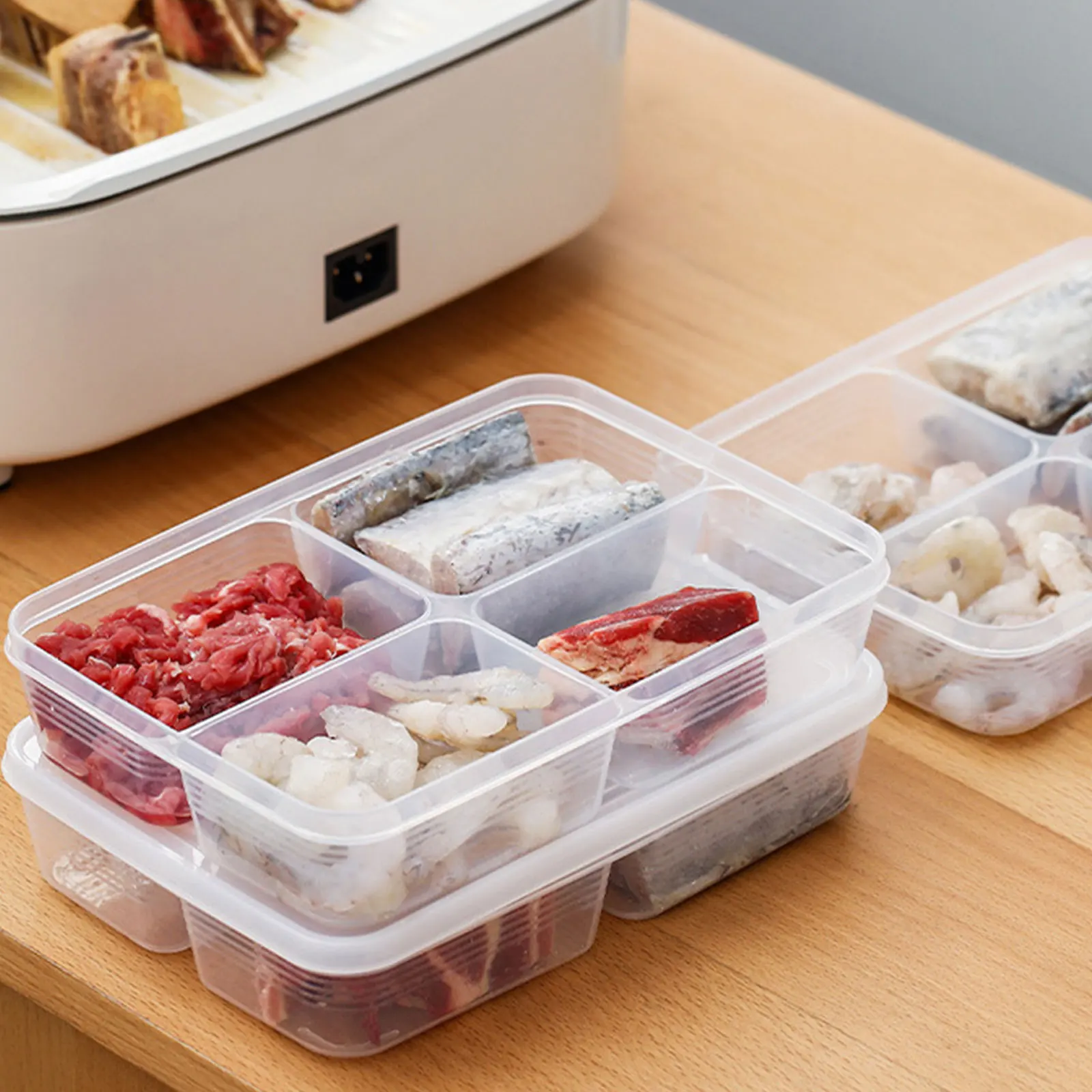 4Pcs Food Storage Container Transparent Container, Reusable, Airtight  Storage Box with Snap Locking Lid, Freezer Safe, Portable Meal Prep Bento  Lunch Box