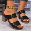 Women Summer Lightweight Hollow Sandals High Heels New Dress Chunky Open Toe Slippers Female 2024 Casual Slingback Slides Shoes 4