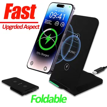 Caricatore Wireless da Tavolo Pieghevole per iPhone 17 16 15 14 13 12 Pro Max Samsung S24 S23 - Stazione di Ricarica Rapida