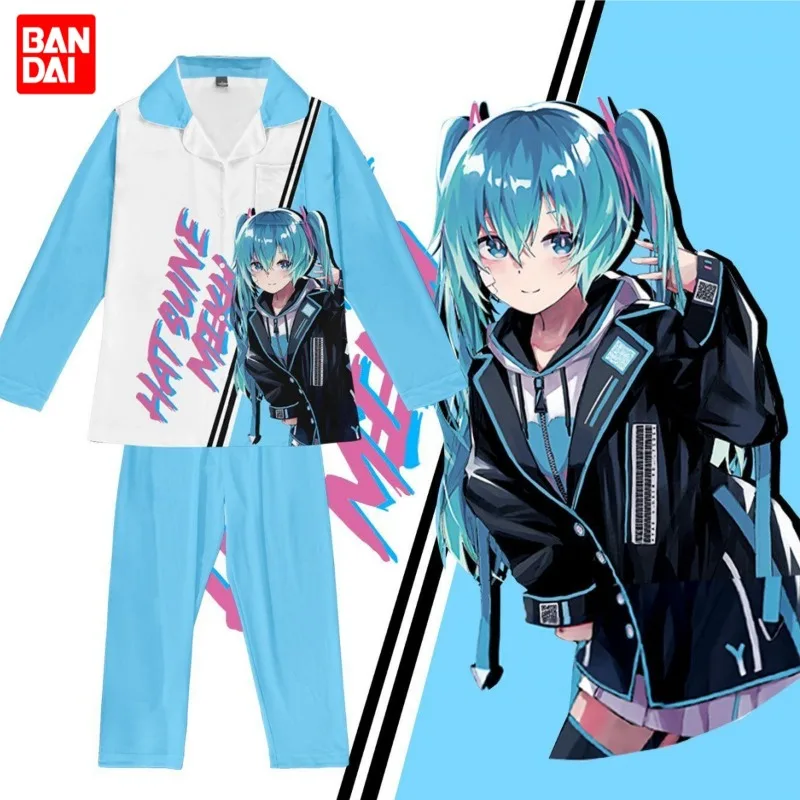 

Милые Мультяшные двухмерные брюки Hatsune Miku с длинным рукавом, комплект домашней одежды, женский костюм из двух предметов, можно носить на улице