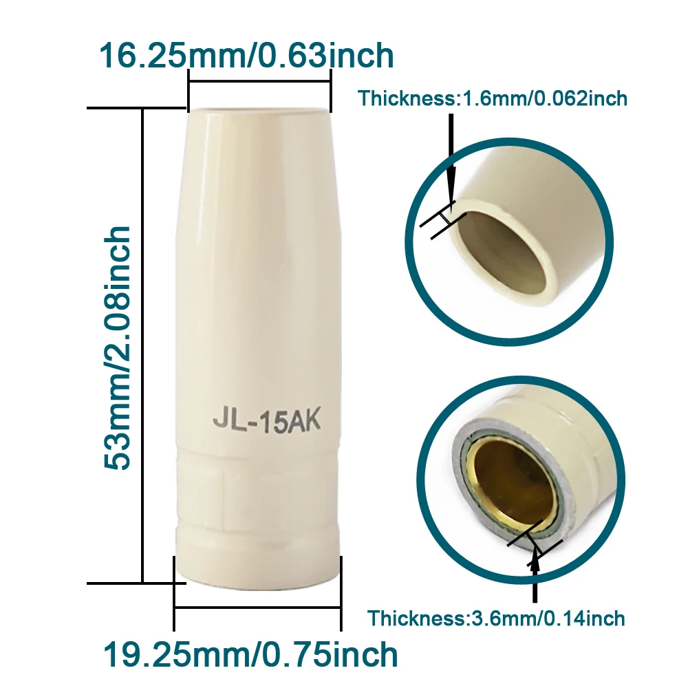 Welding Consumables Coating Protection Non-stick Contact Tip 0.8/1.0/1.2mm Protective Airless Nozzle For 15AK MIG