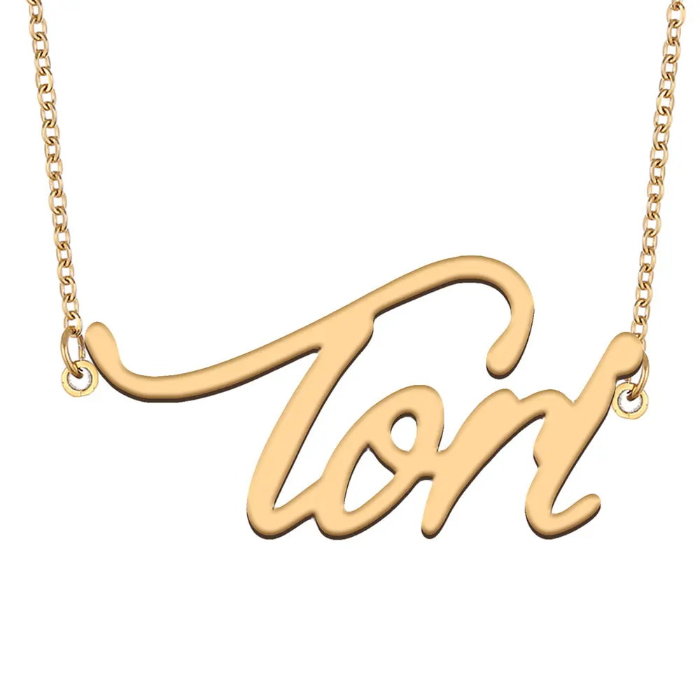 

Tori Name Necklace for Women Gold Color Nameplate Pendant Jewelry Stainless Steel Font Letters Choker Necklaces