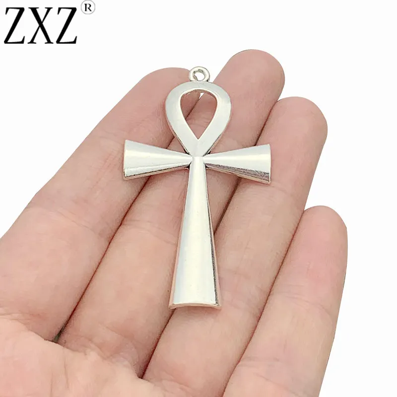 

ZXZ 10pcs Antique Silver Color Ankh Egyptian Cross Charms Pendants for DIY Necklace Jewelry Making Findings Accessories 54x31mm