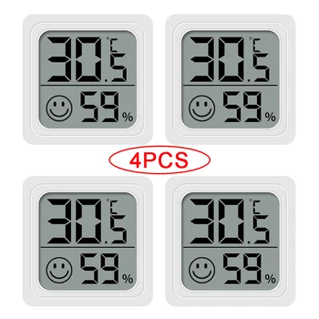 4pcs Digital Thermometer Hygrometer Indoor Mini Temperature LCD Electronic Monitor Hygrometer Outdoor Room Baby