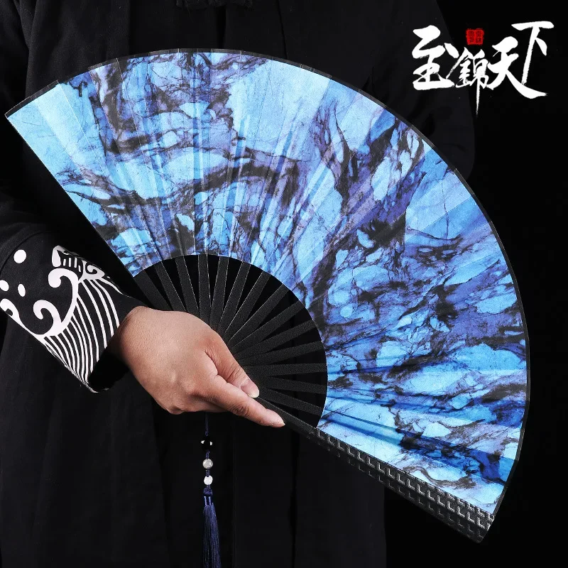 Men's Tungsten Steel Alloy Metal Fan Silk Folding Fan Waterproof Tear Resistant Self-defense Fan Men's Gift