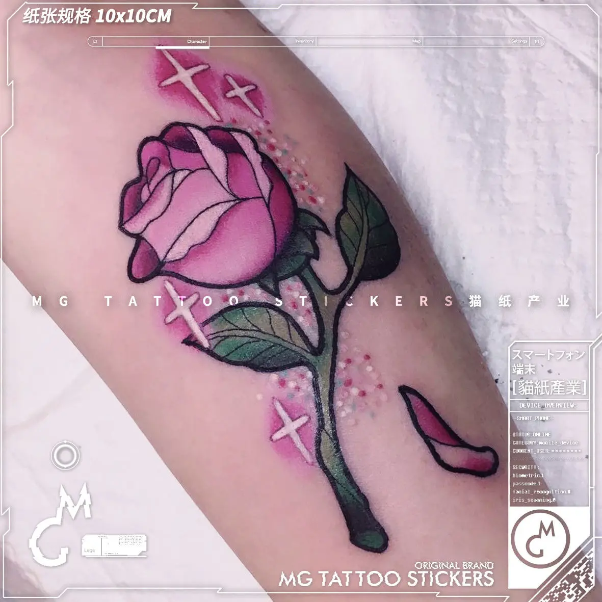 

Мультяшные наклейки-татуировки в виде розы для женщин и мужчин, японское аниме, водостойкие Временные татуировки, романтические татуировки, искусство на руку, искусственная татуировка