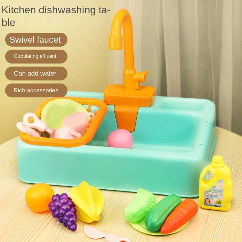 Kitchen Toy Plastic Dish Wash Sink Set Children Simulation Pretend Role Play Housework Kit Early Educational Toys for Children