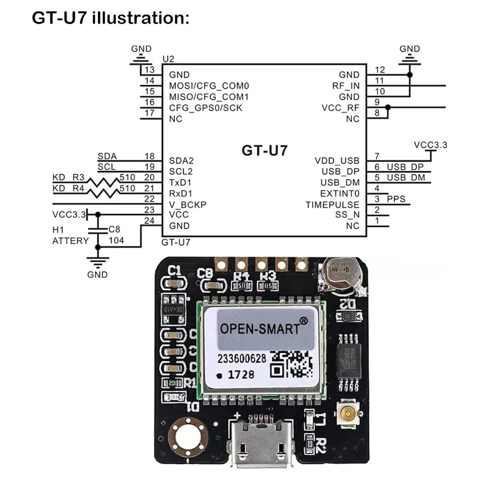 GT-U7 GPS 모듈 GPS 수신기 네비게이션 위성 위치 확인 아두이노 51 STM32용 NEO-6M과 호환 가능