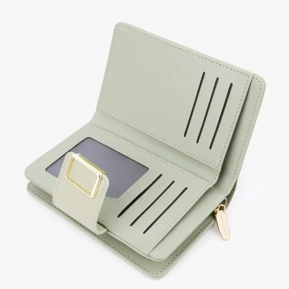 Multiple Card Positions Wallet New Korean Style PU Handheld Bag Solid Color Coin Purse Women Slimwallet 5