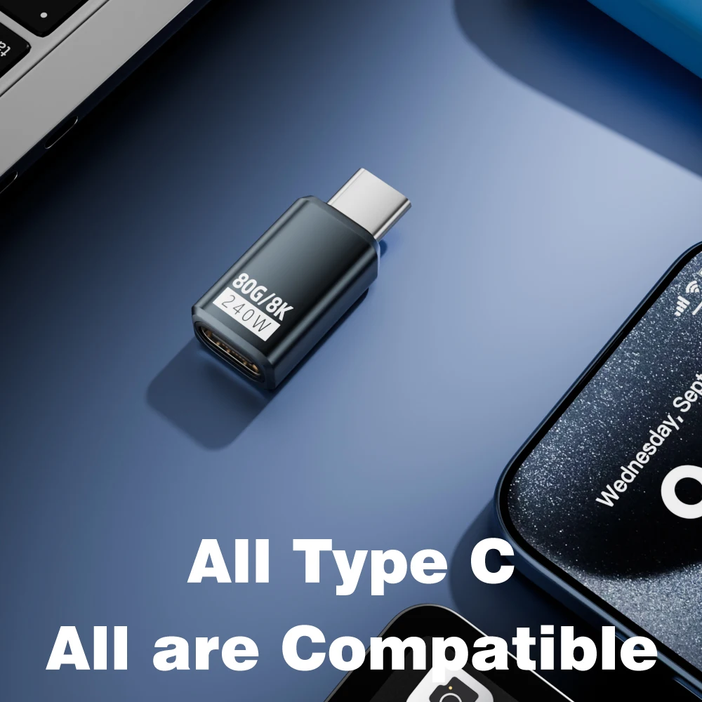 USB4 V2 90 Degree Type C Angle Adapter 80Gbps Thunderbolt 5 4 3 Elbow Adapter 240W USB-C Cable Connector 40Gbps for MacBook Air BEST SELLERS