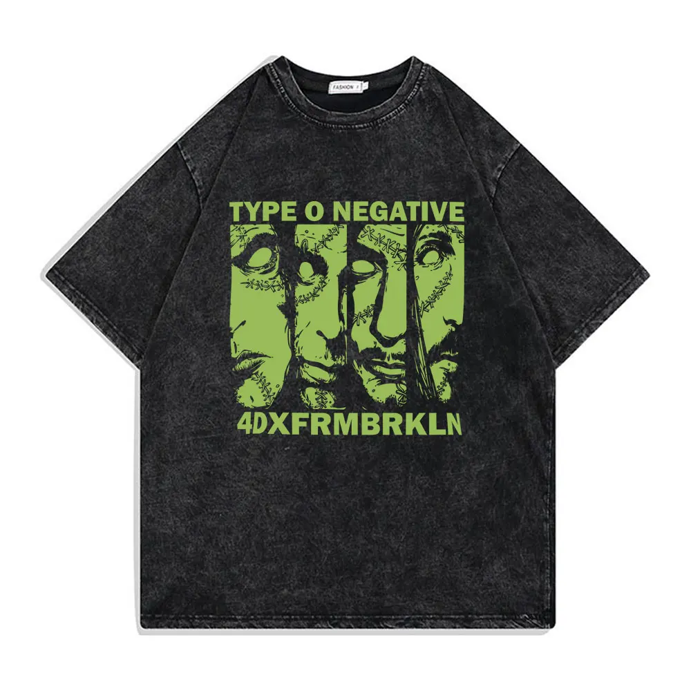 

Rock Band Type O Negative Washed Vintage Tshirt Men's Punk Oversized Short Sleeve T-shirts Men Casual T Shirt Streetwear Unisex