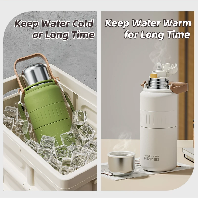 Stainless Steel Thermos Bottle Outdoor Portable Thermal Water Bottle with Carry Sleeve Large Capacity Vacuum Insulated Bottles sports water bottle sports bottle water bottle stainless steel water bottle tea water bottle