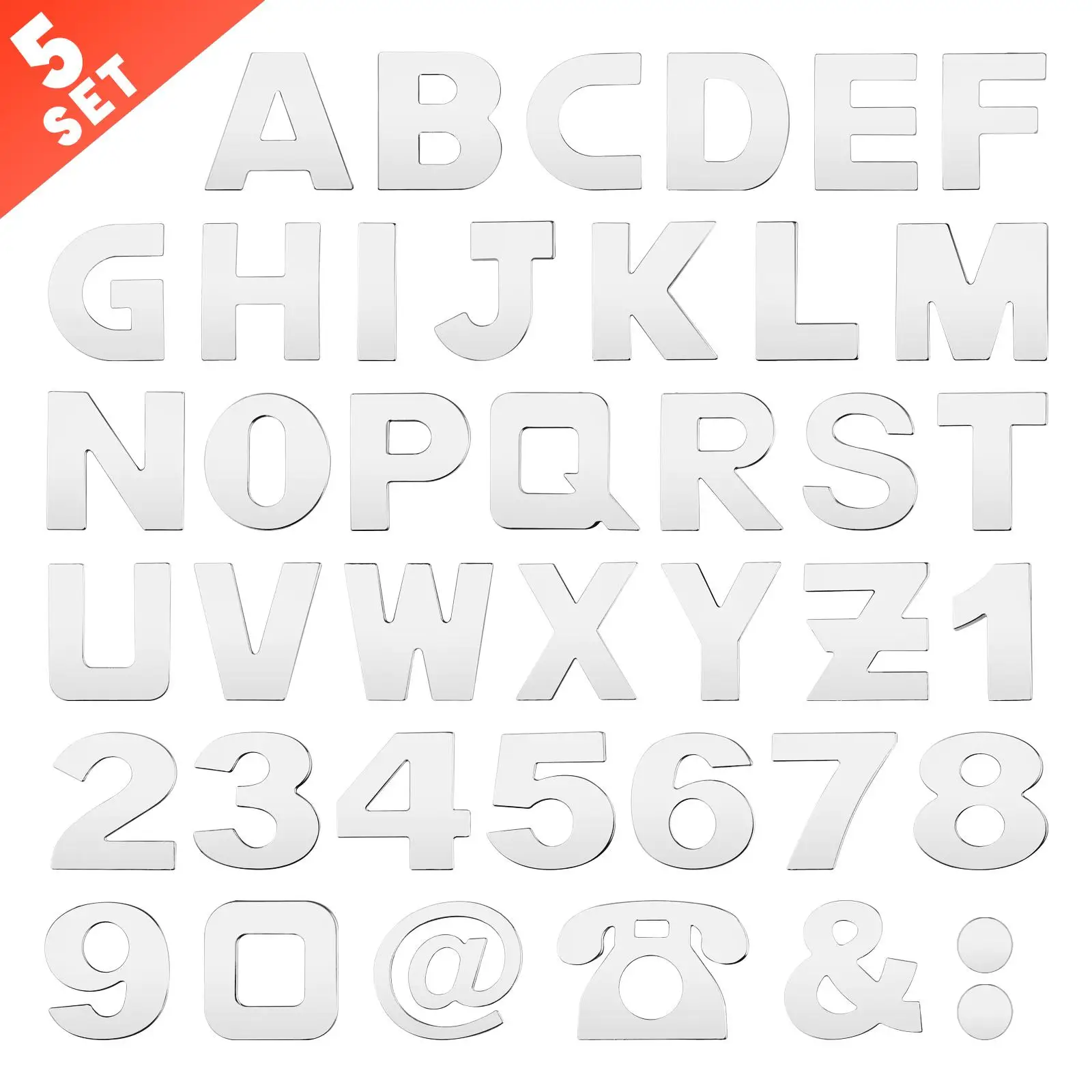 200 Piece Self adhesive 3D Chrome Car Emblem Badge Decal Car Alphabet Letters Number Sticker Automotive Exterior DIY Accessories