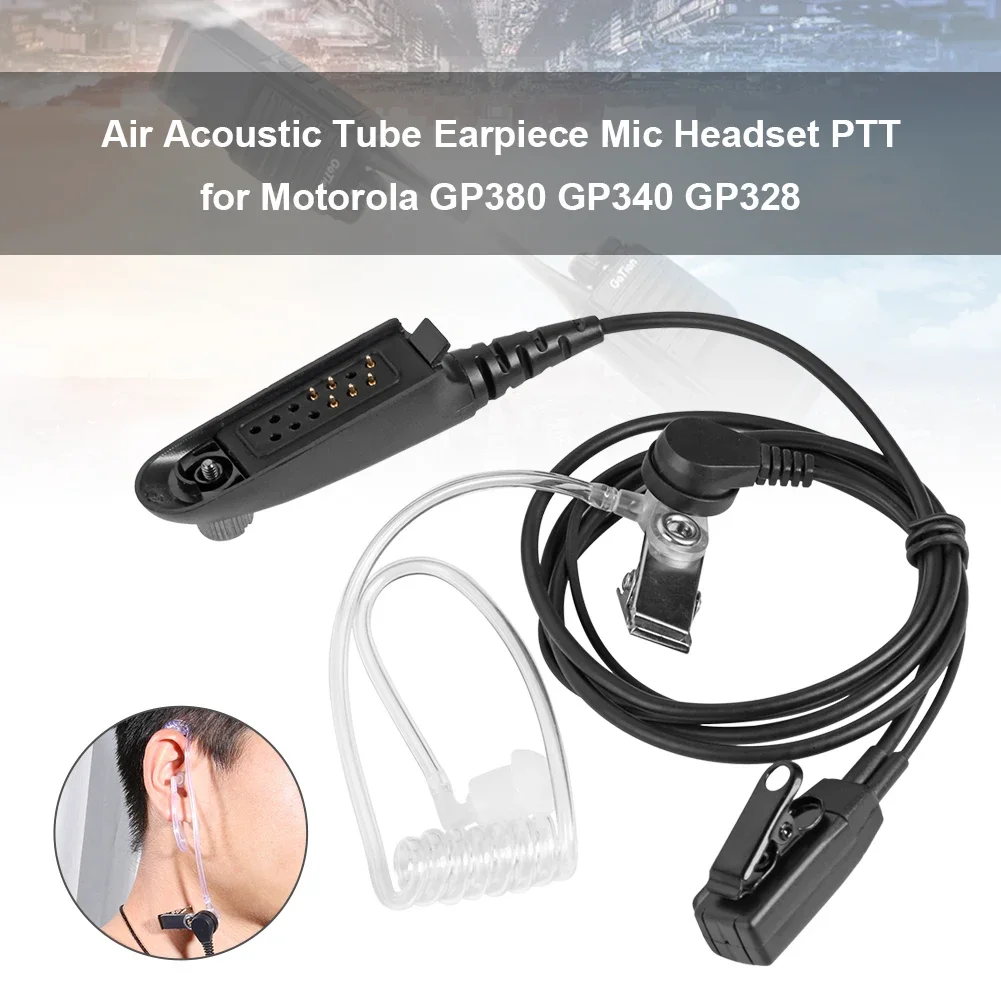 모토로라 GP380 워키토키용 커버 어쿠스틱 튜브 이어피스 헤드셋, 마이크 PTT