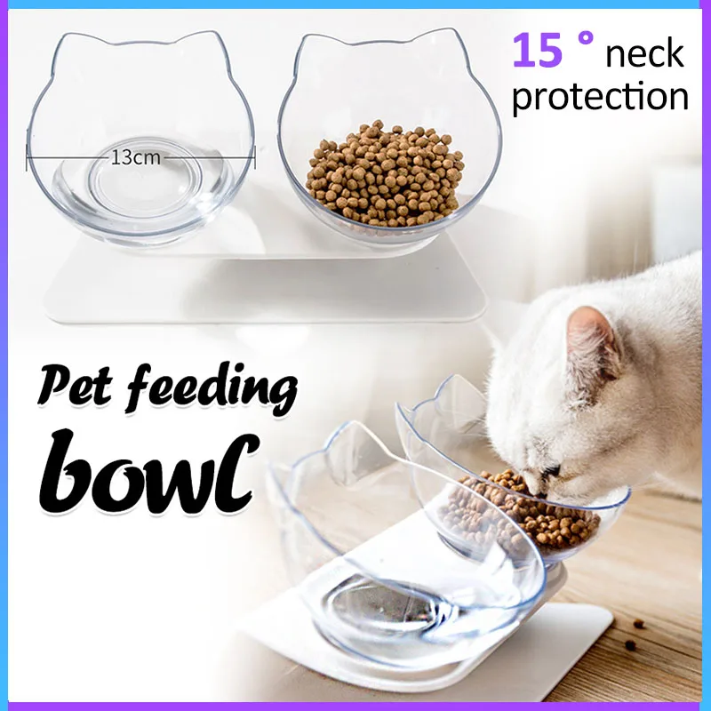 Cat Double Bowl Cat Bowl Dog Bowl  Non-slip Food Bowl With Raised Stand Cat Feeding & Watering Supplies Dog Feeder Pet Supplies