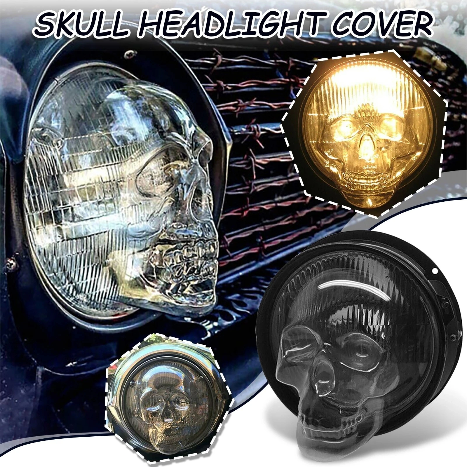 2022 New Skull Headlight Covers For Car 5/7 Inch Round Car Headlight