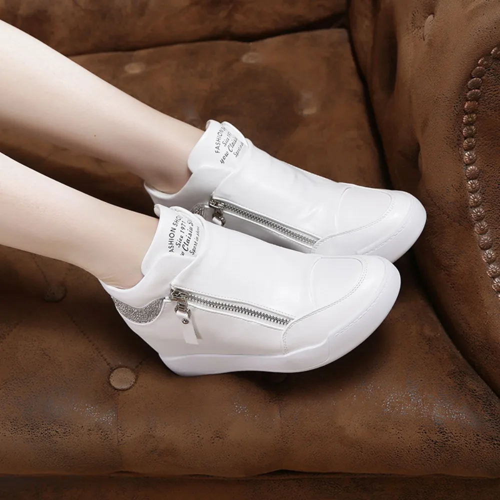 Vulcanized Shoes for Women 2026 Within Height Increasing Sneakers for Women Summer New High Top Casual Thick Soled Women's Shoes - 3