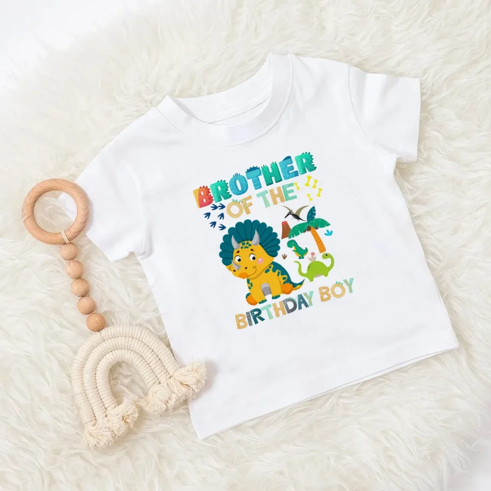 Dinosaur Boy Birthday Family Matching T Shirt Boy Dinosaur Theme Party Clothes Dad Mom Brother Sister T-shirt Top Baby Bodysuit 3