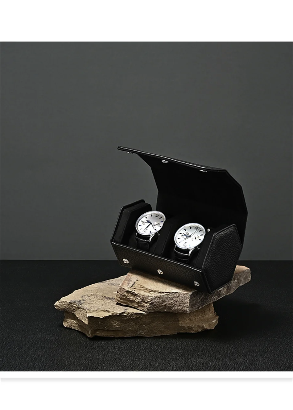 Travel Watch Organizer | Dual Watch Storage Bag Premium PU Leather Travel Watch Box, Po... - SKU TWO01859 - UGI Packaging