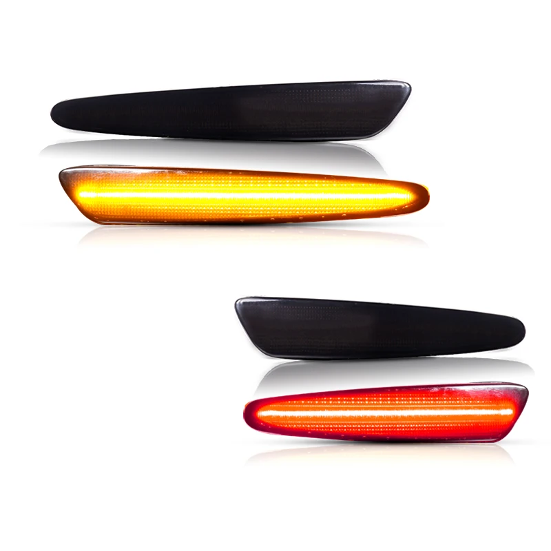 Kit luce di posizione laterale a LED per Chevy Corvette C6 2005-2013 anteriore ambra posteriore rosso paraurti indicatore di direzione indicatore laterale indicatore di direzione, lente fumé
