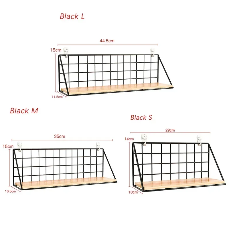 Mensole a parete senza foratura mensola sospesa in legno per soggiorno camera da letto cestino portaoggetti decorazione della parete organizzatori Rack - immagine 6