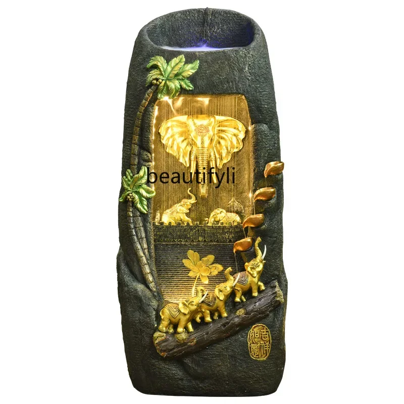 

Creative Elephant Water Curtain Floor Ornaments Home Living Room Entrance Office Opening Gifts Furnishings