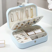 

Travel Jewelry Organizer Box Girl Portable PU Leather Earring Ring Storage Case Necklace Display Packaging Accessories Supplies