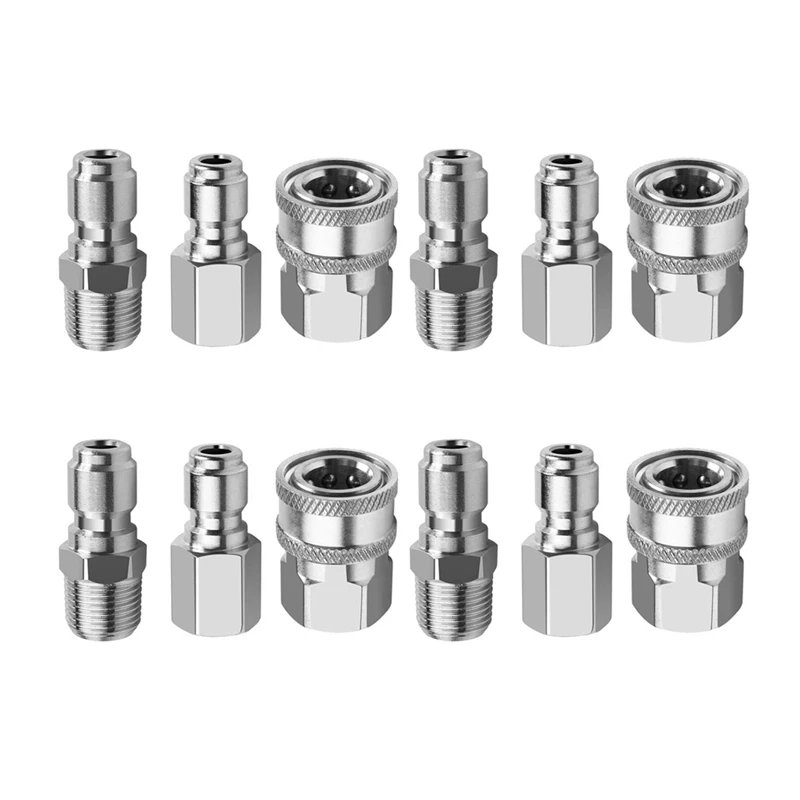 

4X NPT 3/8 Inch Male And Female Quick Connector Kit And 4 Pieces NPT 3/8 Inch Pressure Washers Quick Connector Plug